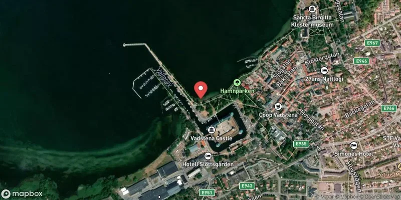 Satellitbild över Hamnparken i Vadstena