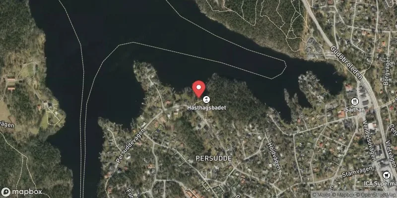 Satellitbild över Hästhagsbadet i Tyresö