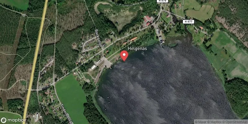 Satellitbild över Helgenäs badplats i Västervik