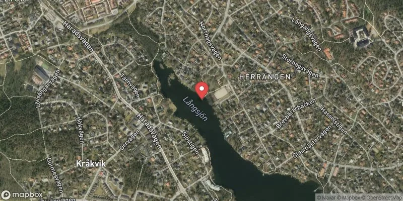 Satellitbild över Herrängens brygga i Stockholm