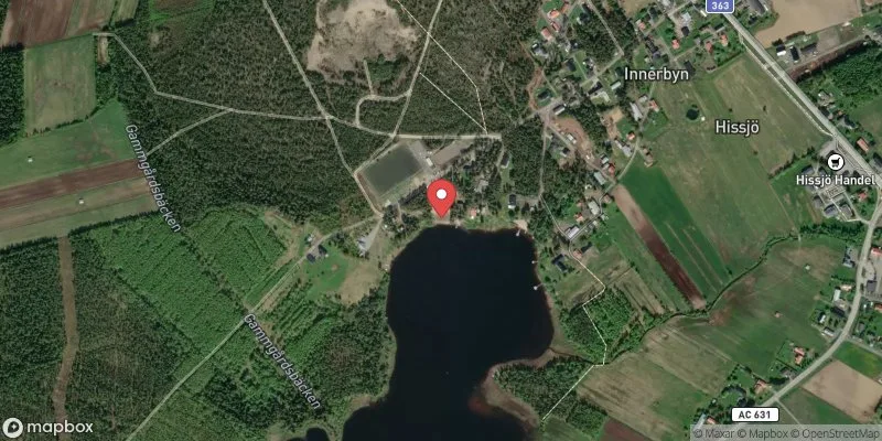 Satellitbild över Hissjö badplats i Umeå