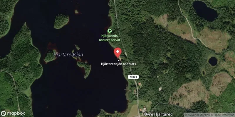 Satellitbild över Hjärtaredssjön i Falkenberg