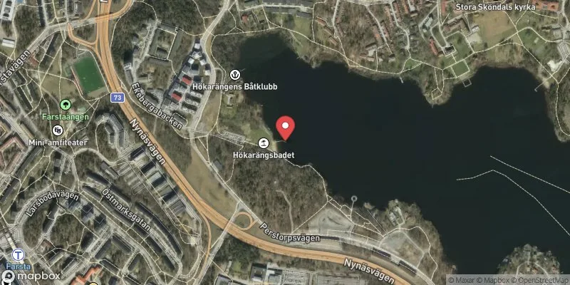 Satellitbild över Hökarängsbadet, Drevviken i Stockholm