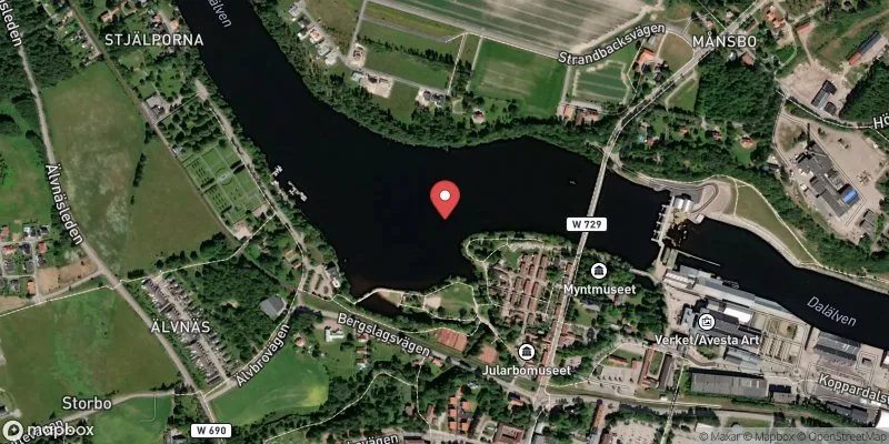 Satellitbild över Holmen i Avesta