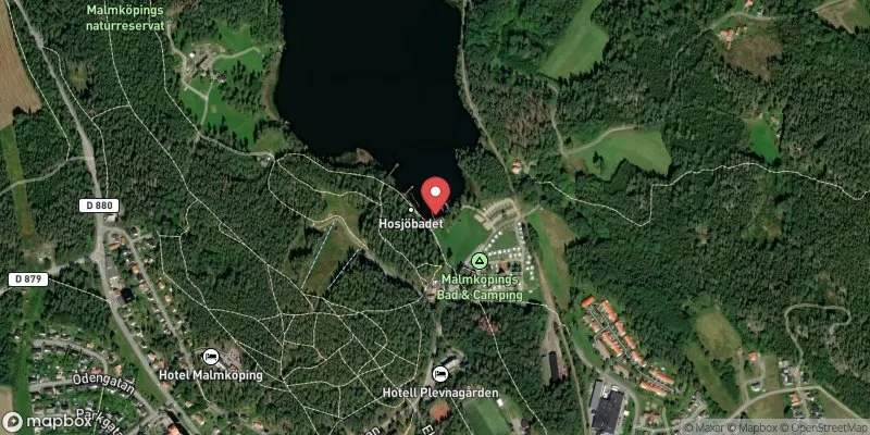 Satellitbild över Hosjöbadet i Flen