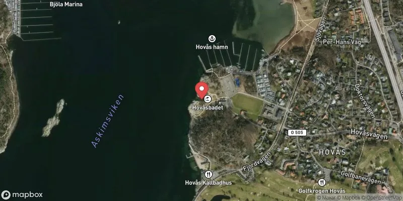Satellitbild över Hovåsbadet i Göteborg