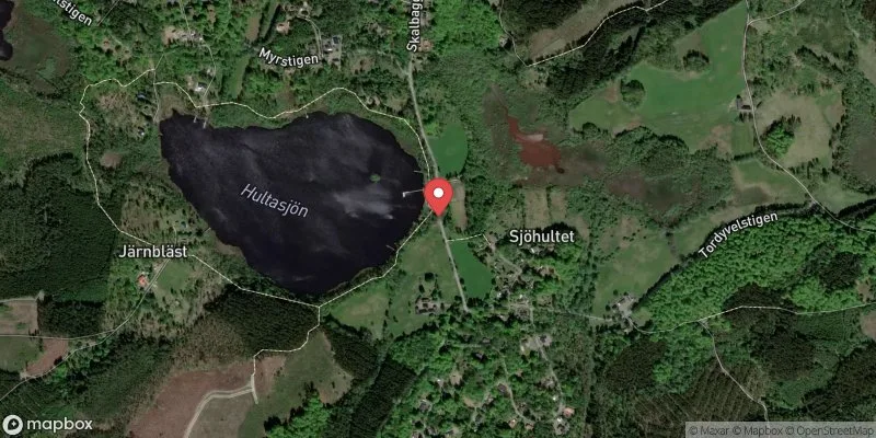 Satellitbild över Hultasjöns badplats i Örkelljunga
