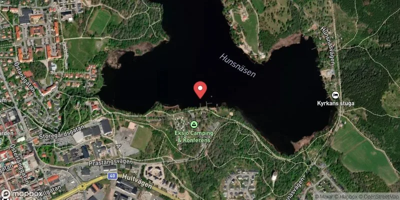 Satellitbild över Hunsnäsen, Prästängsbadet i Eksjö