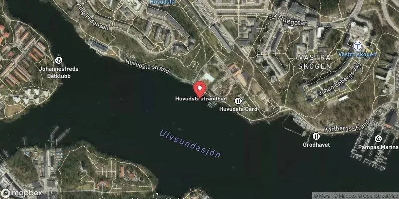 Satellitbild över Huvudsta strandbad i Solna