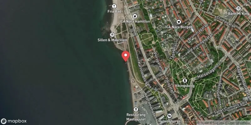 Satellitbild över Järnvägsmännens brygga i Helsingborg