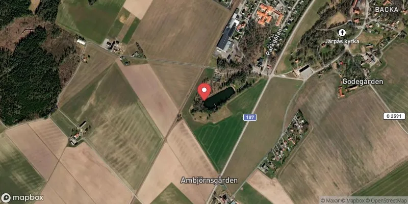 Satellitbild över Järpås badsjö i Lidköping