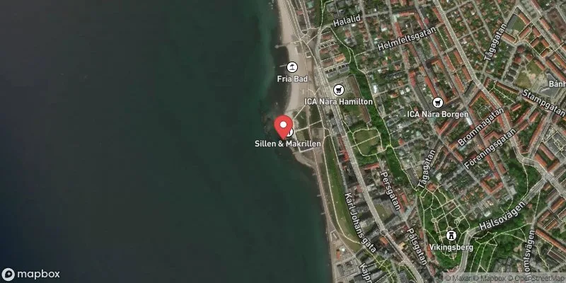 Satellitbild över Kallbadhuset i Helsingborg