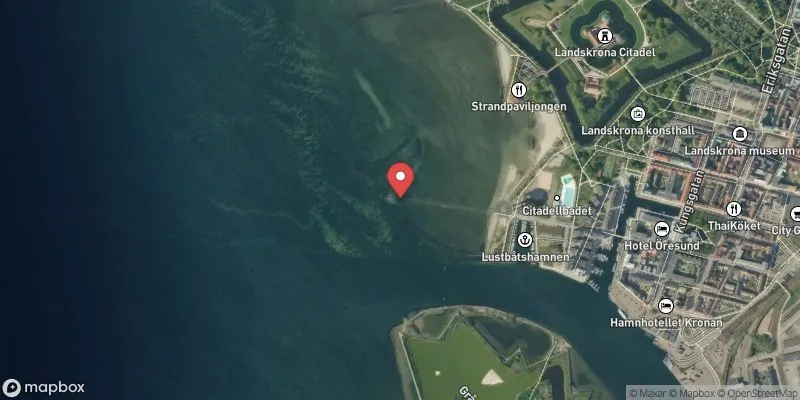 Satellitbild över Kallbadhuset i Landskrona