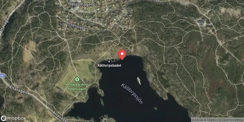 Satellitbild över Källtorpsbadet i Nacka