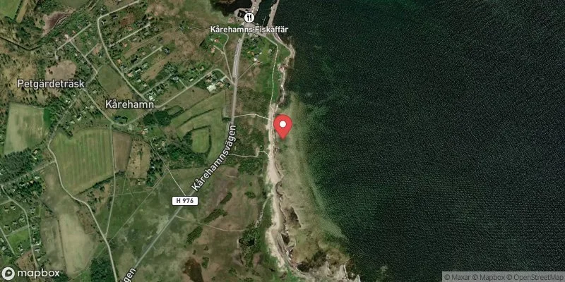 Satellitbild över Kårehamns badplats i Borgholm