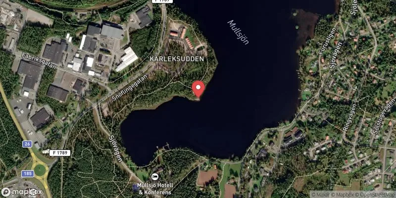 Satellitbild över Kärleksudden i Mullsjö