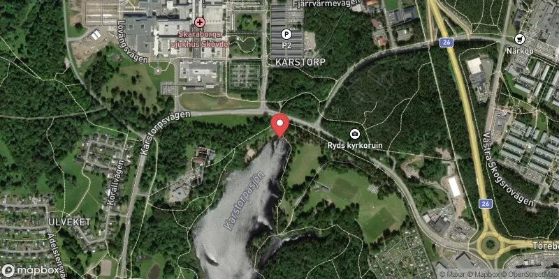 Satellitbild över Karstorpssjön, Barnbadet i Skövde