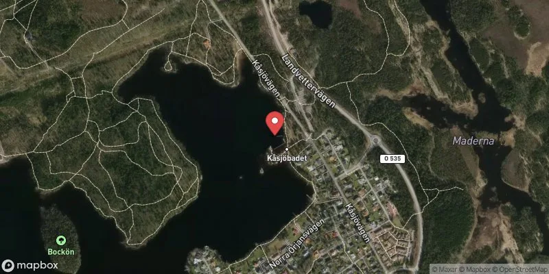 Satellitbild över Kåsjöbadet i Partille