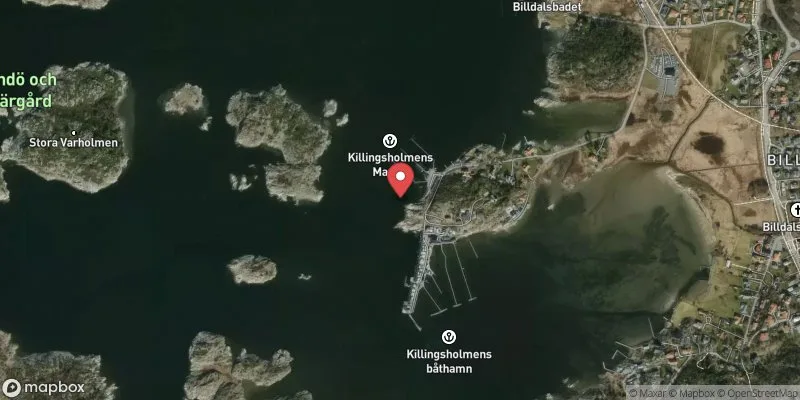 Satellitbild över Killingsholmen i Göteborg