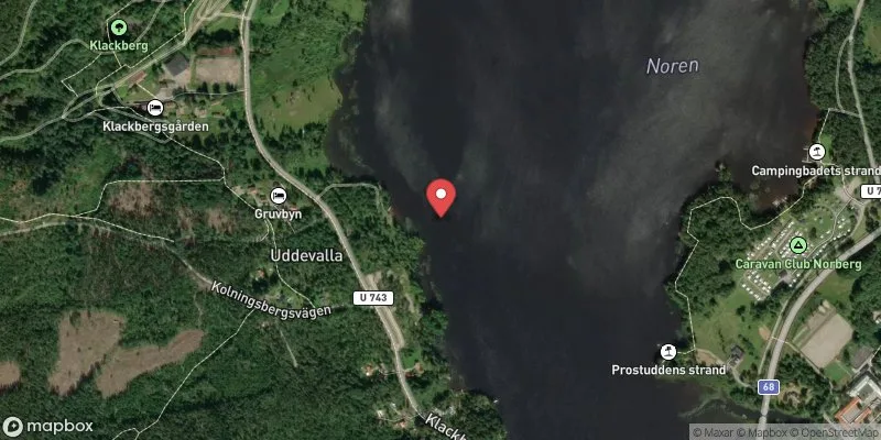Satellitbild över Klackbergsbadet i Norberg