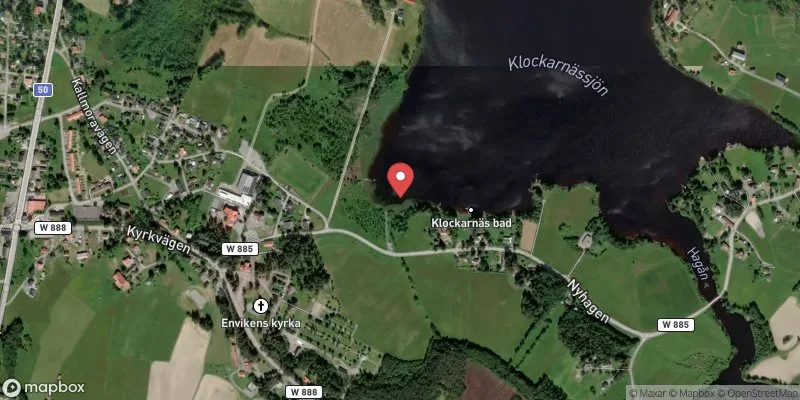 Satellitbild över Klockarnäs Enviken i Falun