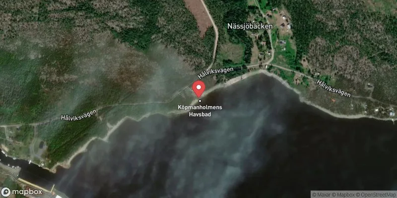 Satellitbild över Köpmanholmens havsbad i Örnsköldsvik