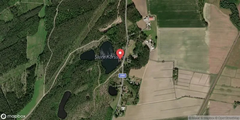 Satellitbild över Korssjöns badplats i Töreboda