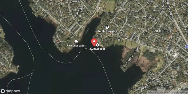 Satellitbild över Kumlabadet i Tyresö