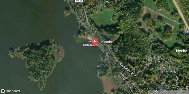 Satellitbild över Kvicksund, Sandabadet i Västerås