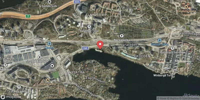Satellitbild över Kyrkviksbadet i Nacka