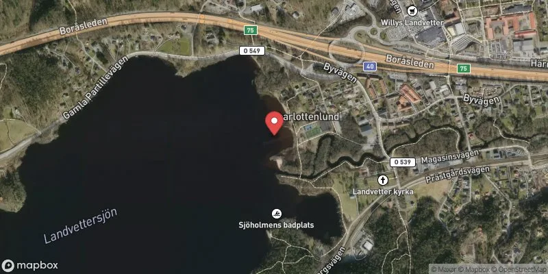 Satellitbild över Landvettersjön-Sjöholmen i Härryda