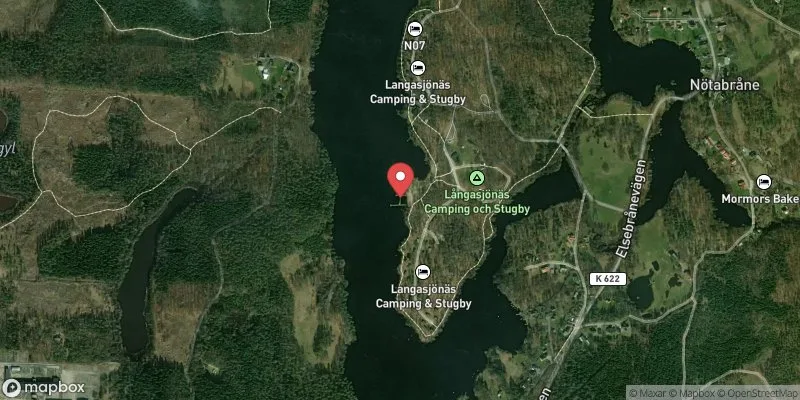 Satellitbild över Långasjöns badplats i Karlshamn