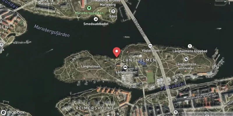 Satellitbild över Långholmens strandbad i Stockholm