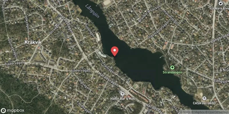 Satellitbild över Långsjön, Kråkviksbadet i Huddinge