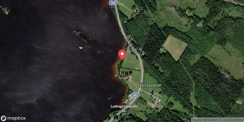 Satellitbild över Ledings badplats i Örnsköldsvik