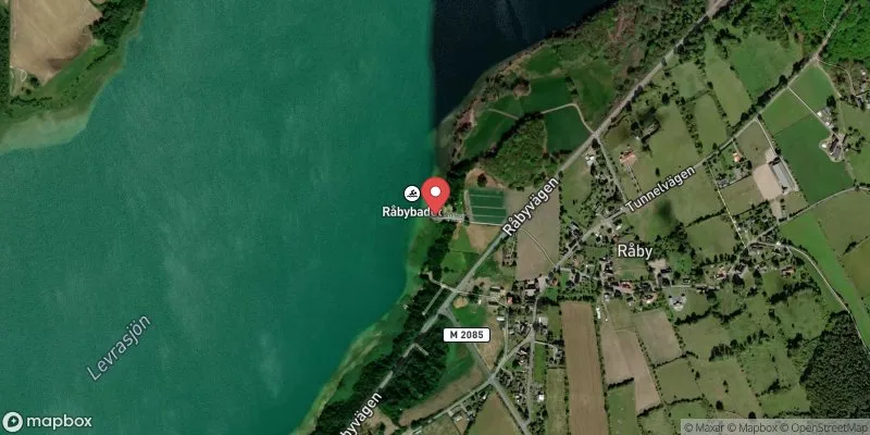 Satellitbild över Levrasjön, Råbybadet i Bromölla