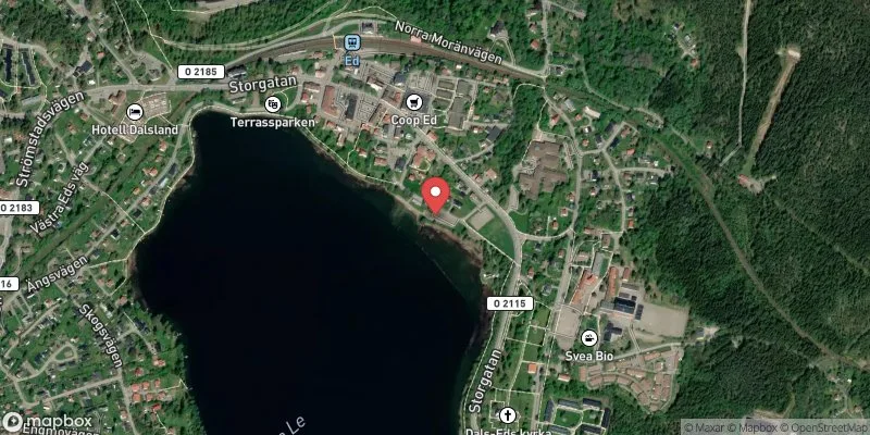 Satellitbild över Lilla Le:s badplats i Dals-Ed