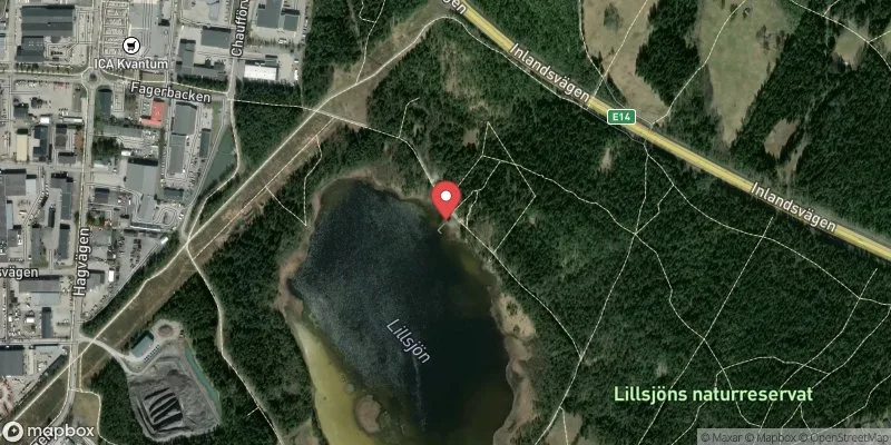 Satellitbild över Lillsjöns badplats i Östersund