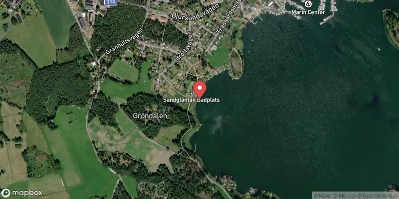 Satellitbild över Loftahammars badplats i Västervik