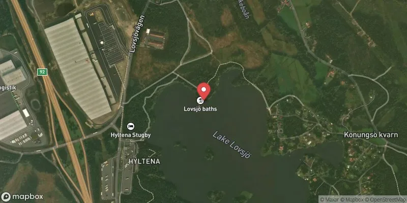 Satellitbild över Lovsjöbadet i Jönköping