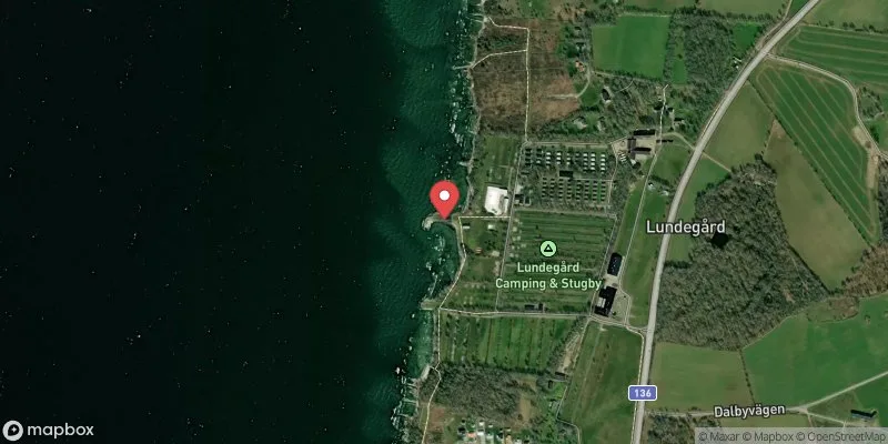 Satellitbild över Lundegårds badplats i Borgholm