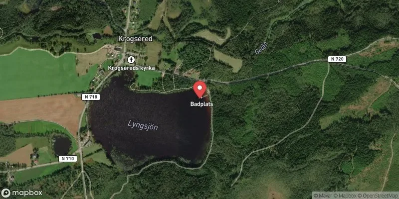 Satellitbild över Lyngsjön Krogsered i Falkenberg