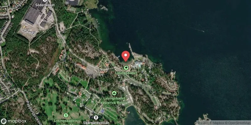 Satellitbild över Lysingsbadet, Judön sandstrand i Västervik