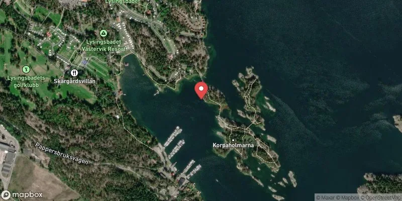 Satellitbild över Lysingsbadet, Korpaholmarna i Västervik