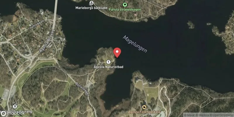 Satellitbild över Magelungen, Ågesta Naturistbad i Huddinge
