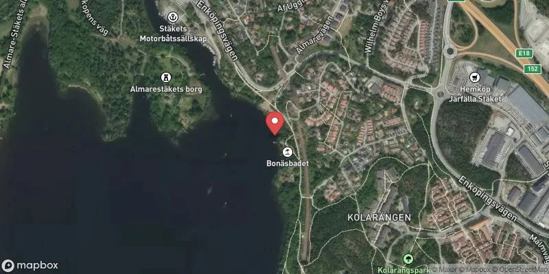 Satellitbild över Mälaren, Bonäsbadet i Järfälla