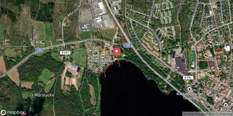 Satellitbild över Mårdslyckesand i Tingsryd