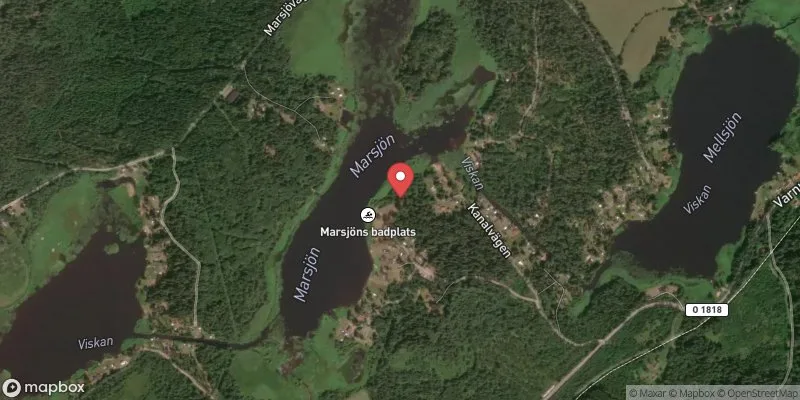 Satellitbild över Marsjöns badplats, Rångedala i Borås