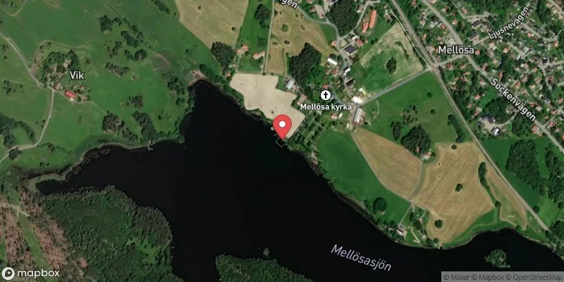 Satellitbild över Mellösabadet i Flen
