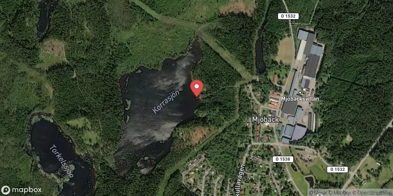 Satellitbild över Mjöbäck, Korrasjön i Svenljunga